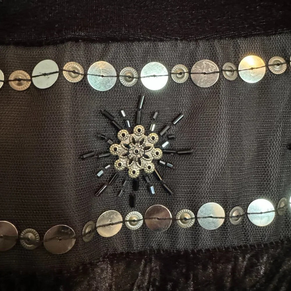 VTG Tiered Broomstick Maxi Skirt Size 16 Black Crushed Velvet Boho Gypsy Witchy - Picture 6 of 14